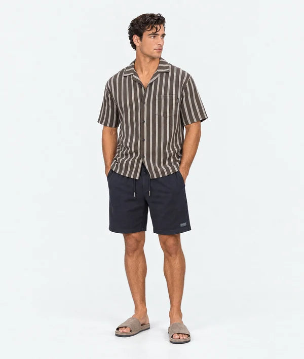 INDUSTRIE - The Lagos Knitted Short Sleeve Shirt - Umber Stone