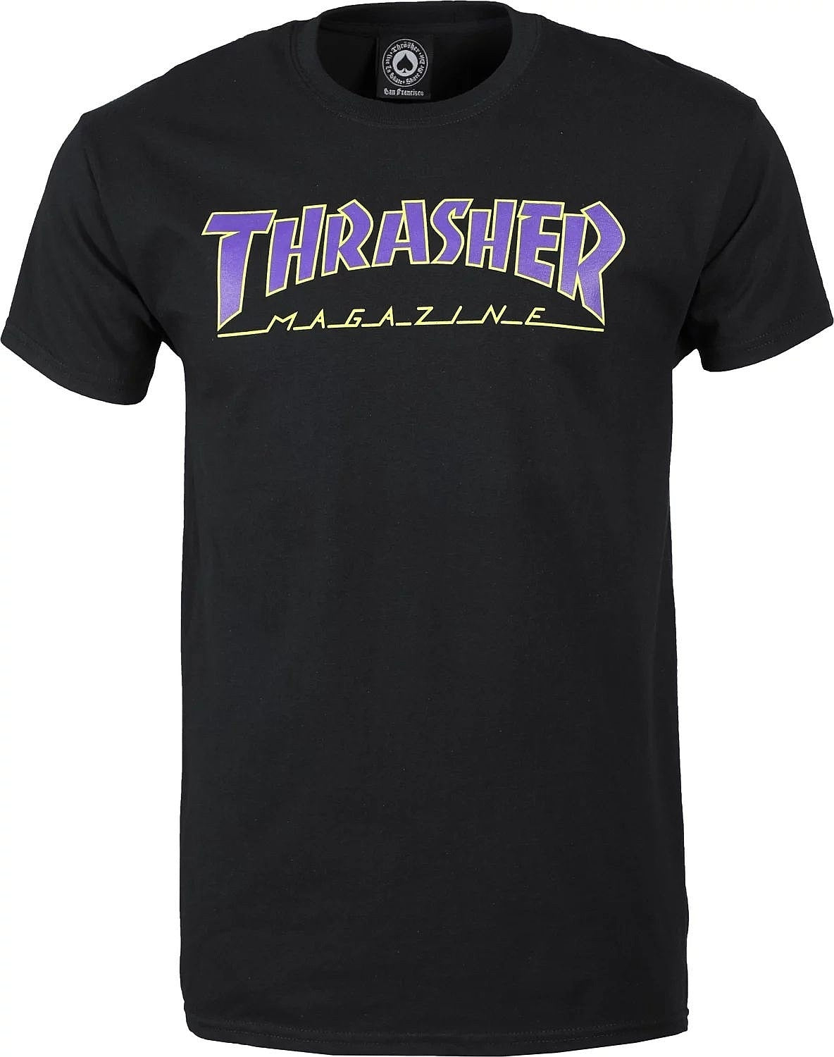 THRASHER TEE OUTLINED BLACK/PURPLE/NEON