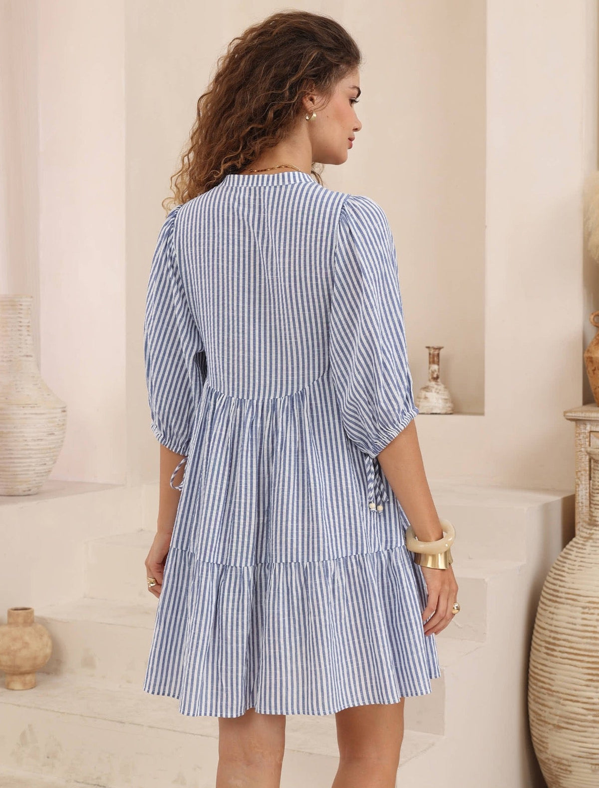 Iris Maxi - Katie Dress Striped - Blue/White