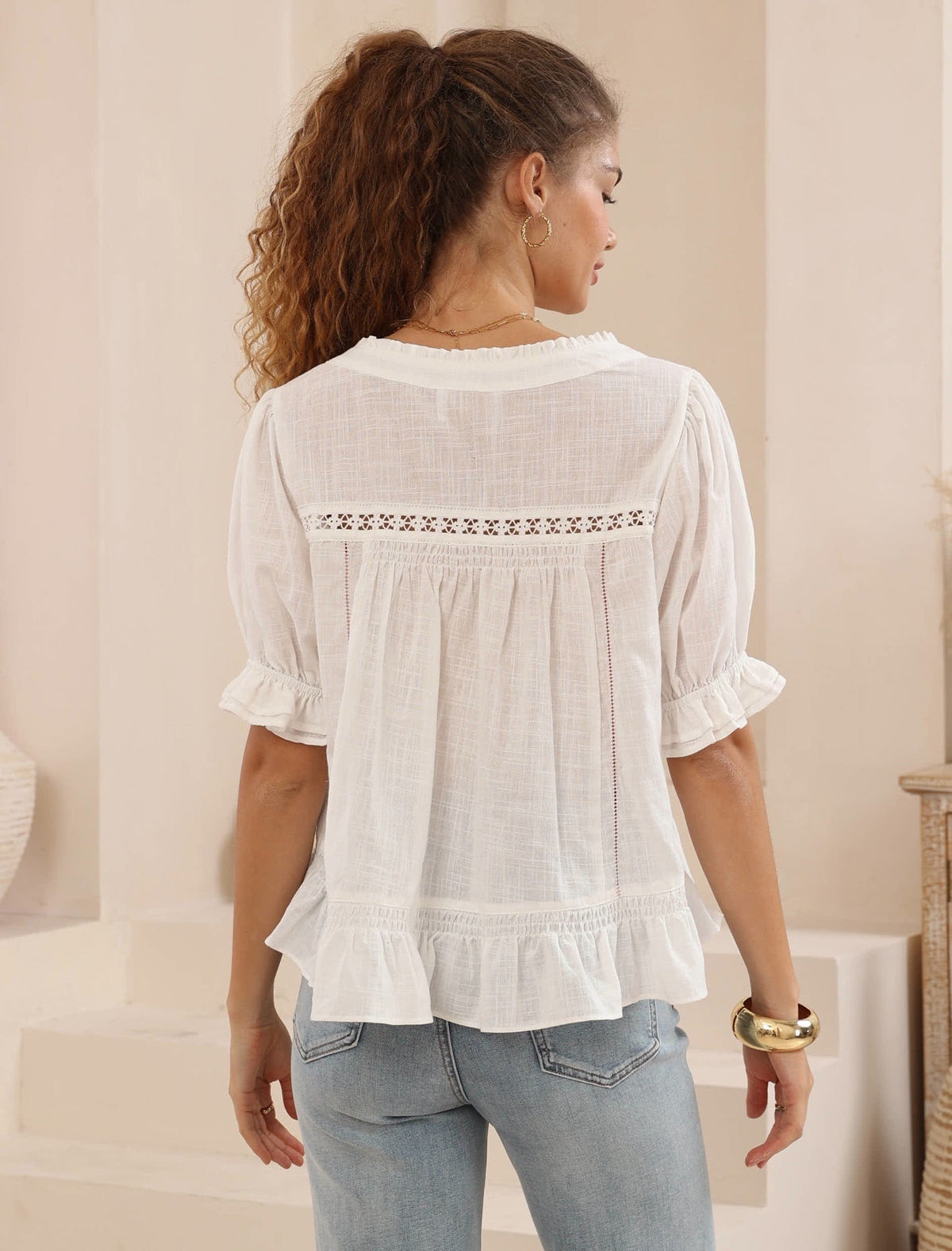 IRIS MAXI - Embroidered Blouse - WHITE