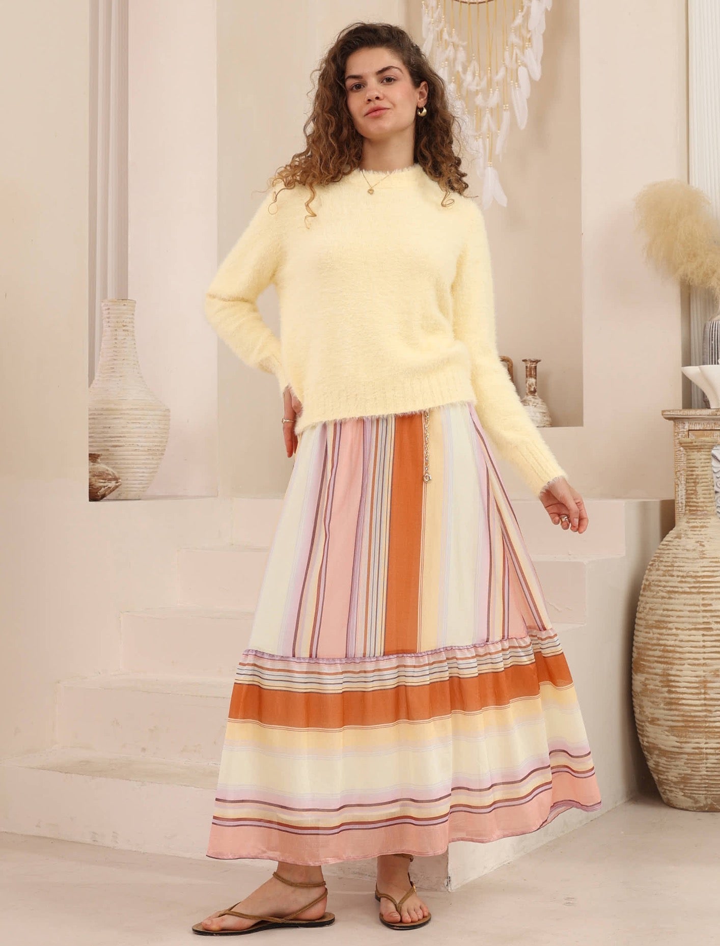IRIS MAXI - FLUFFY SWEATER - Yellow