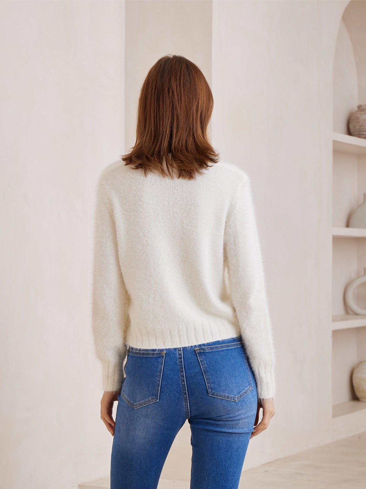 IRIS MAXI - FLUFFY SWEATER - WHITE