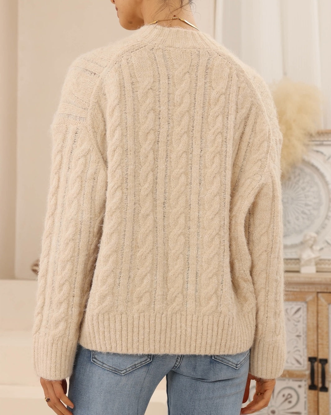 IRIS MAXI - Cable Knit Jumper - CREAM