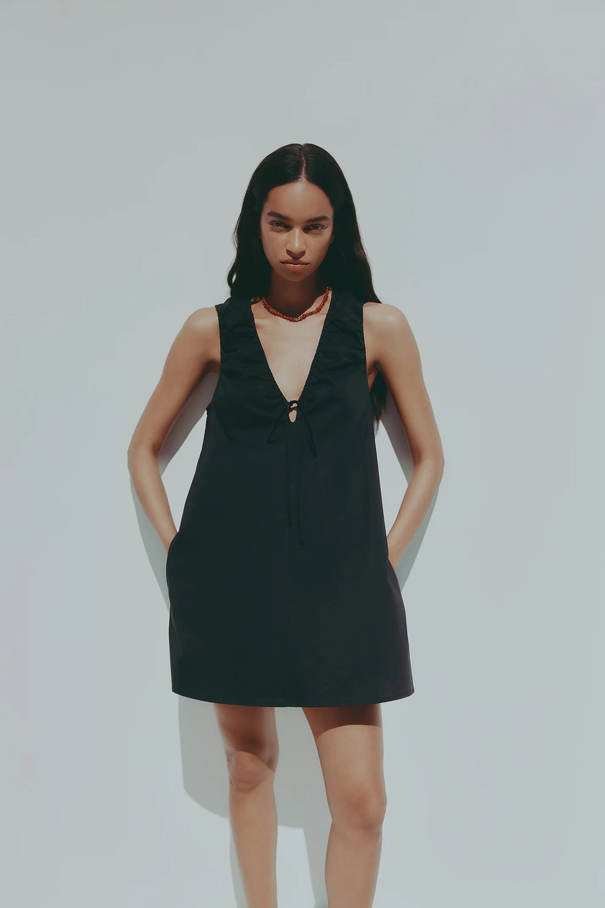 NUDE LUCY - CERIE POPLIN MINI DRESS - BLACK