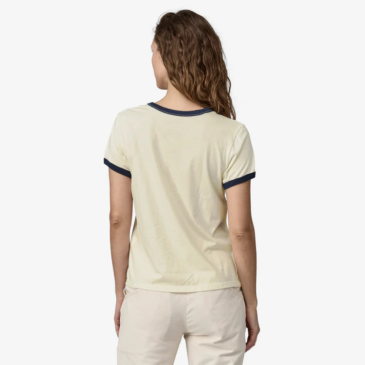PATAGONIA - W's '73 Text Logo Organic Ringer Tee - BIRCH WHITE