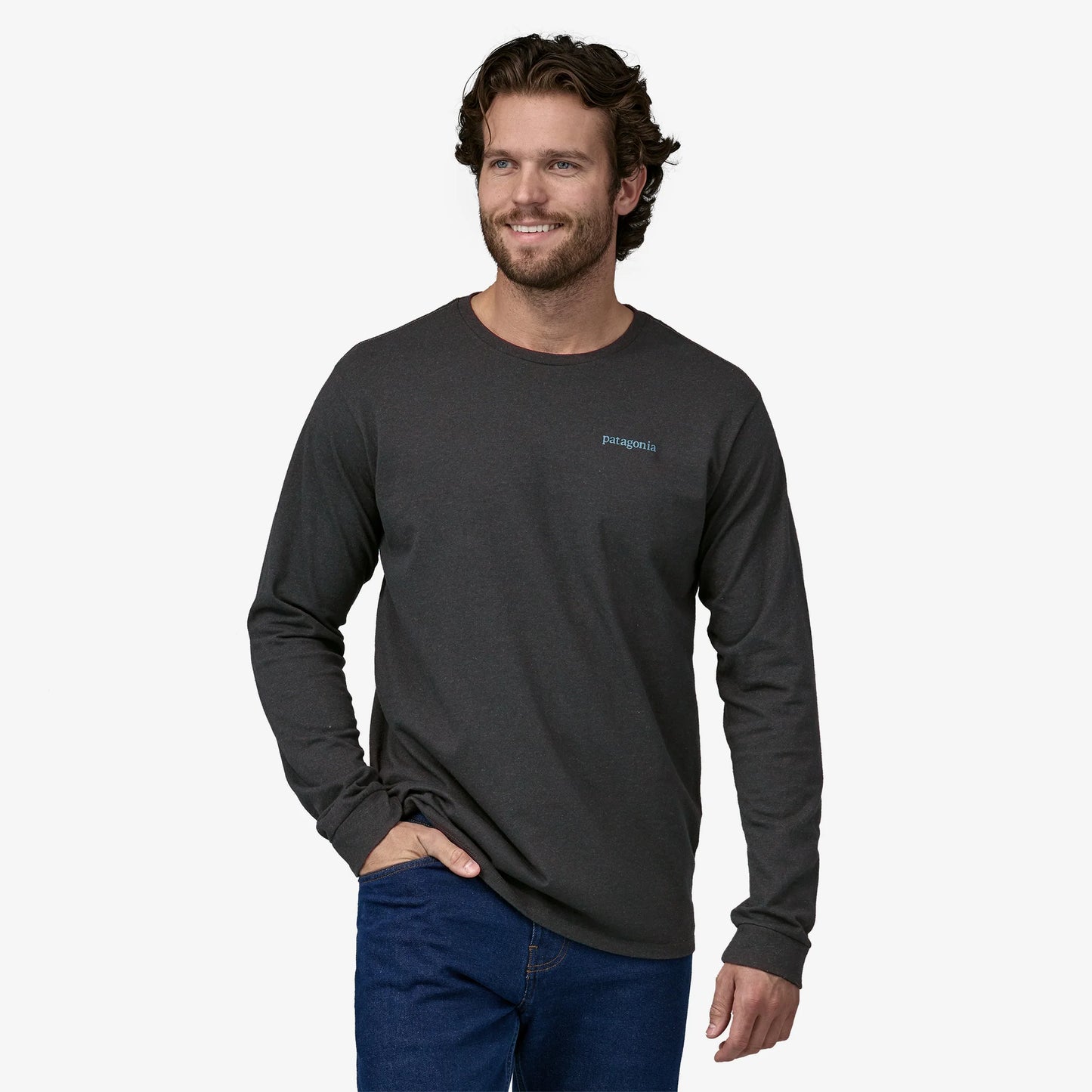 PATAGONIA - Men's Long Sleeve Line Logo Ridge Responsibili-Tee® - INK BLACK