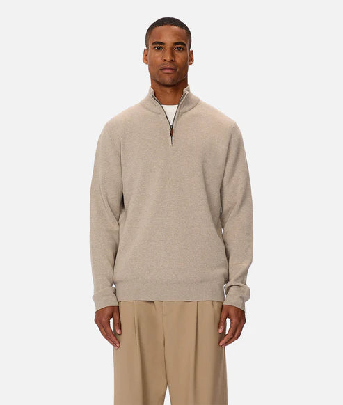INDUSTRIE - THE LAKEWOOD ZIP NECK KNIT - WHEAT M 24