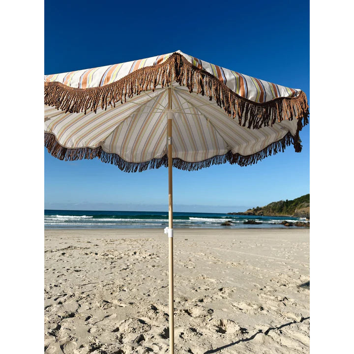 SALTY SHADOWS - Vintage Stripe Beach Umbrella