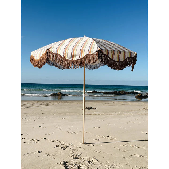 SALTY SHADOWS - Vintage Stripe Beach Umbrella