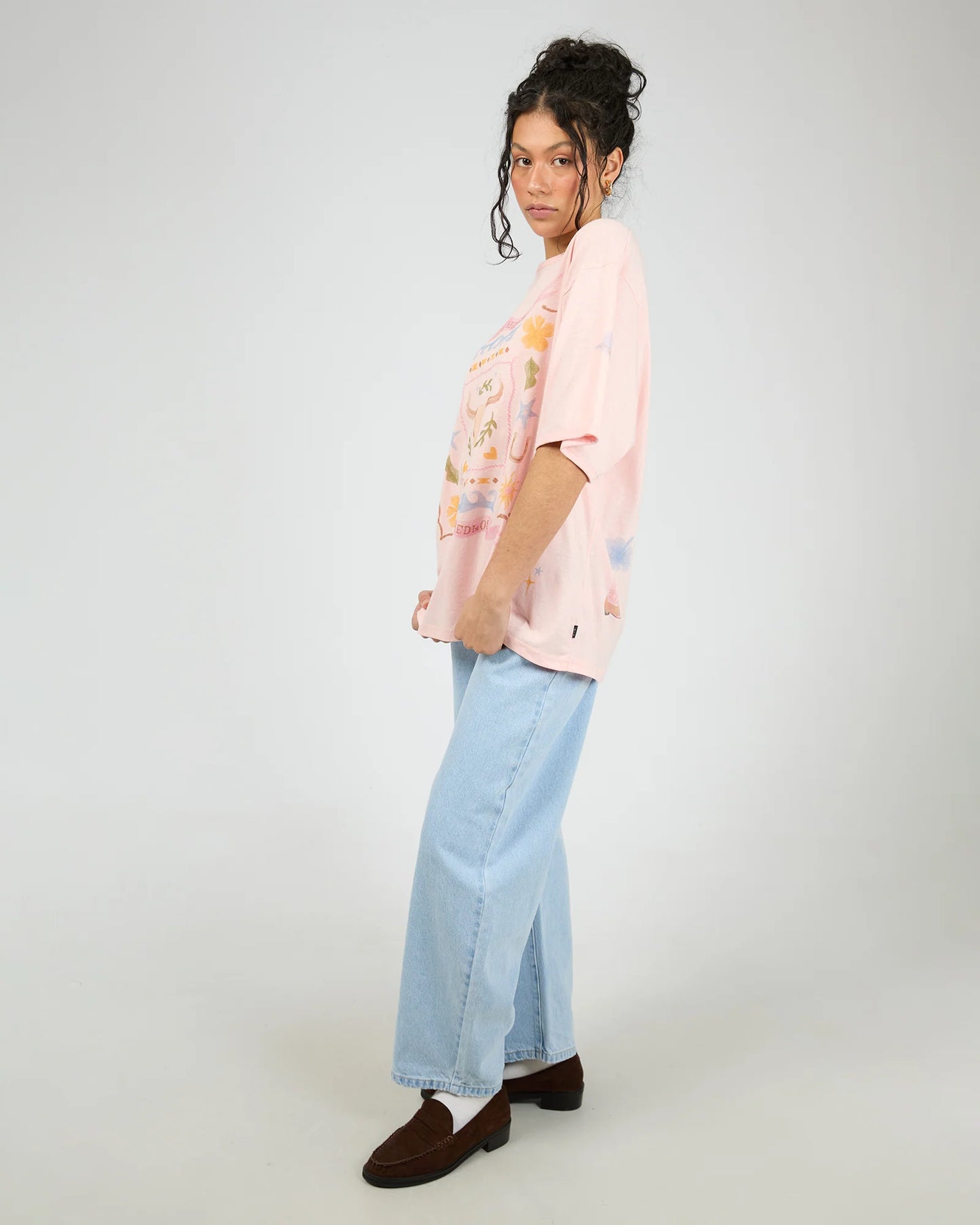 ALL ABOUT EVE - Aloha Howdy Oversized Tee - Pale Pink