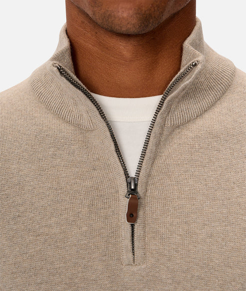 INDUSTRIE - THE LAKEWOOD ZIP NECK KNIT - WHEAT M 24