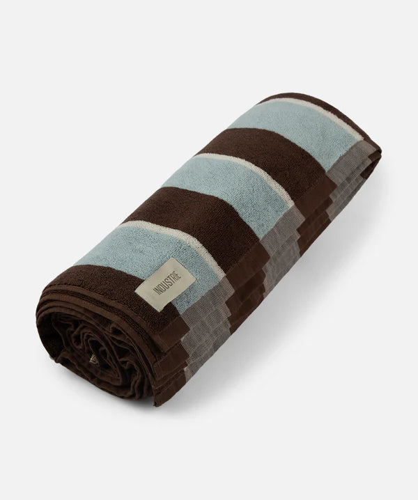 INDUSTRIE - The Nazare Beach Towel - Mocha / Powder Blue / White
