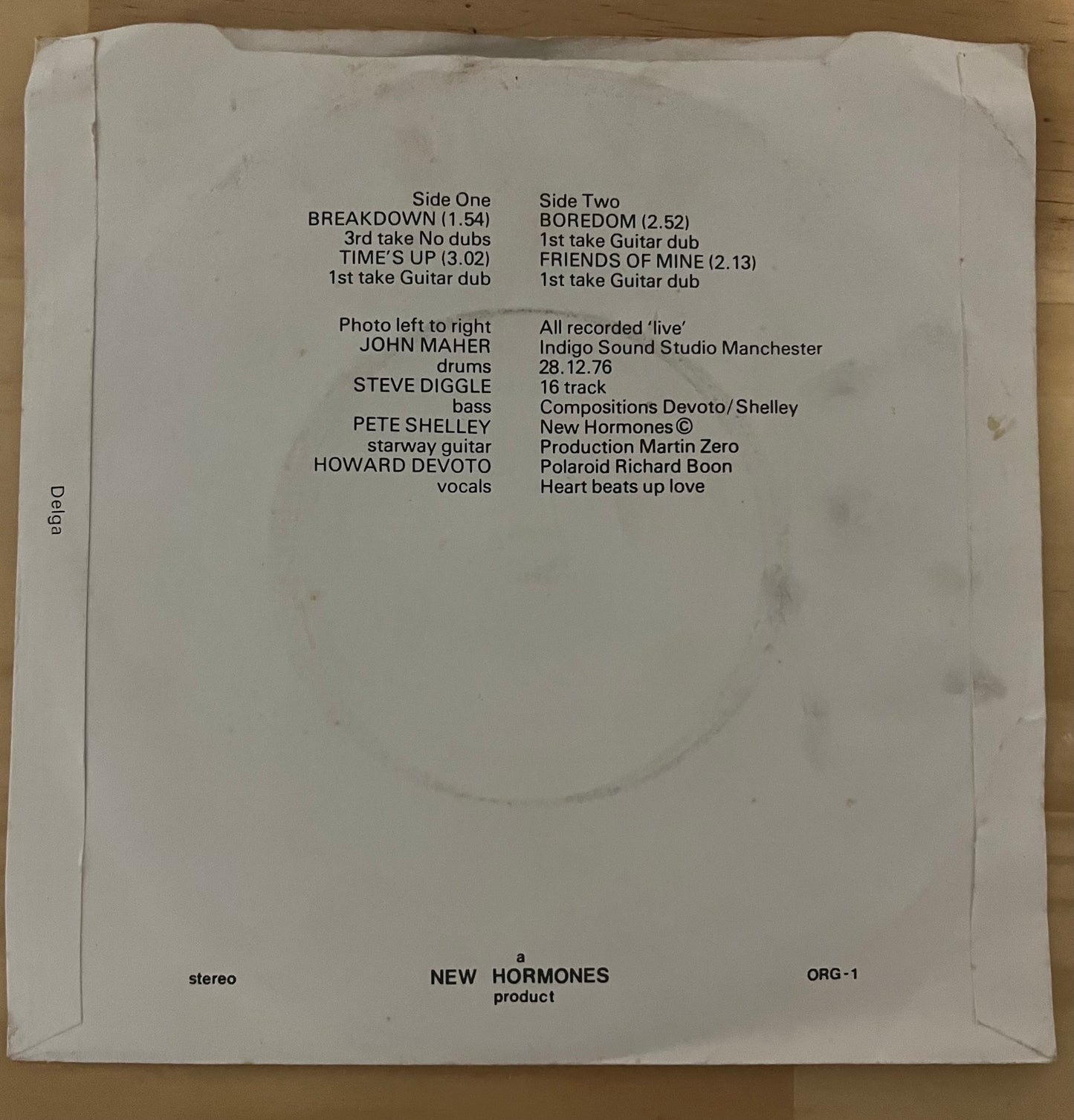 BUZZCOCKS Spiral Scratch 7” EP 1979 UK Punk New Hormones