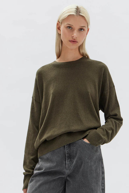 ASSEMBLY LABEL - Cotton Cashmere Lounge Sweater - Pea Marle