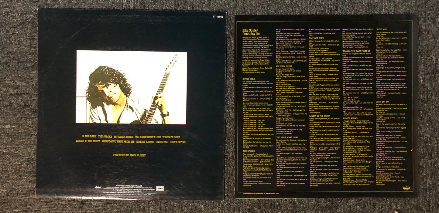 BILLY SQUIER Don’t Say No Lp 1981 Oz NM