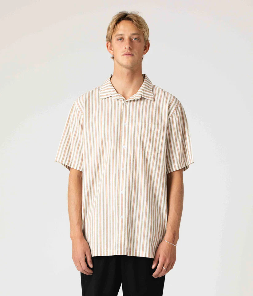 FORMER - Reynolds Striped SS Shirt - OCHRE