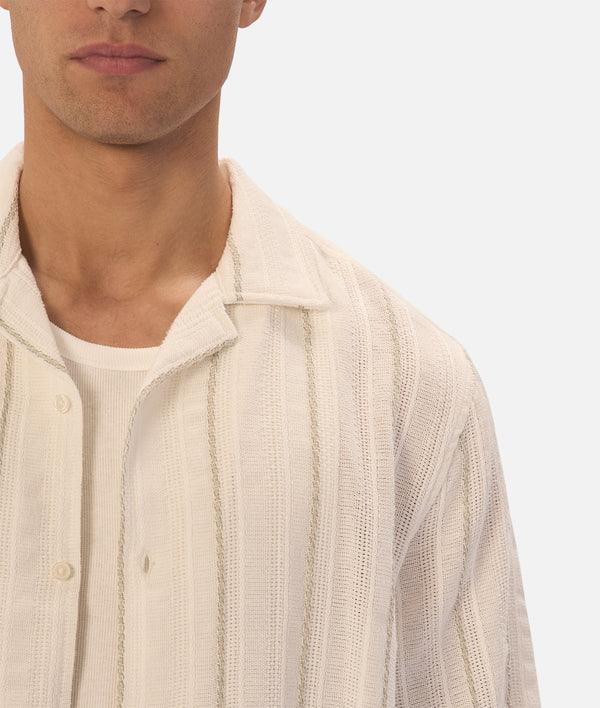 INDUSTRIE - The Mondova Short Sleeve Shirt - Creme / Willow Green