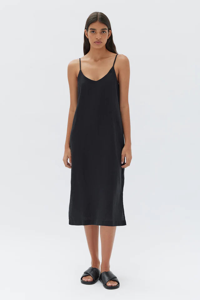 ASSEMBLY LABEL - Linen Slip Dress - BLACK