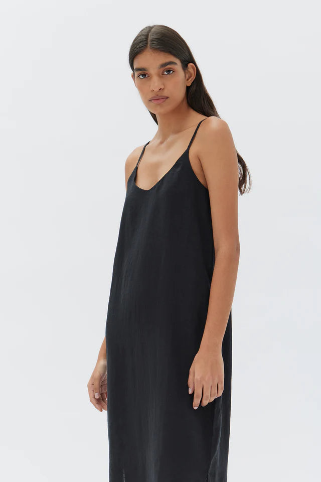 ASSEMBLY LABEL - Linen Slip Dress - BLACK