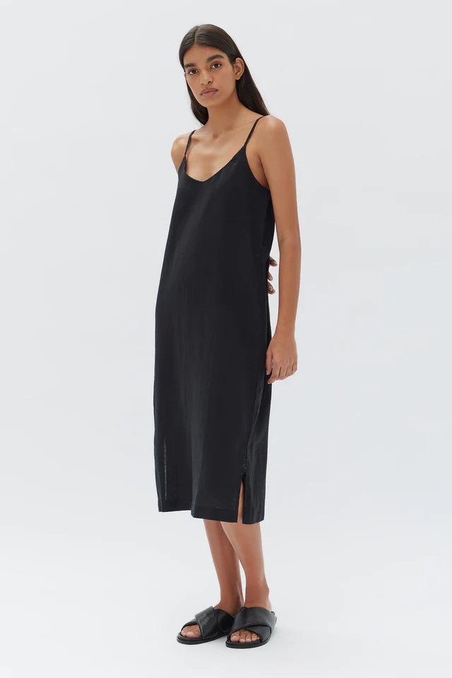 ASSEMBLY LABEL - Linen Slip Dress - BLACK