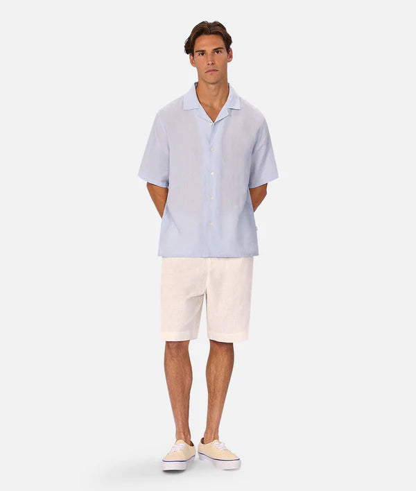 INDUSTRIE - The St Martins Short Sleeve Linen Shirt - Powder Blue