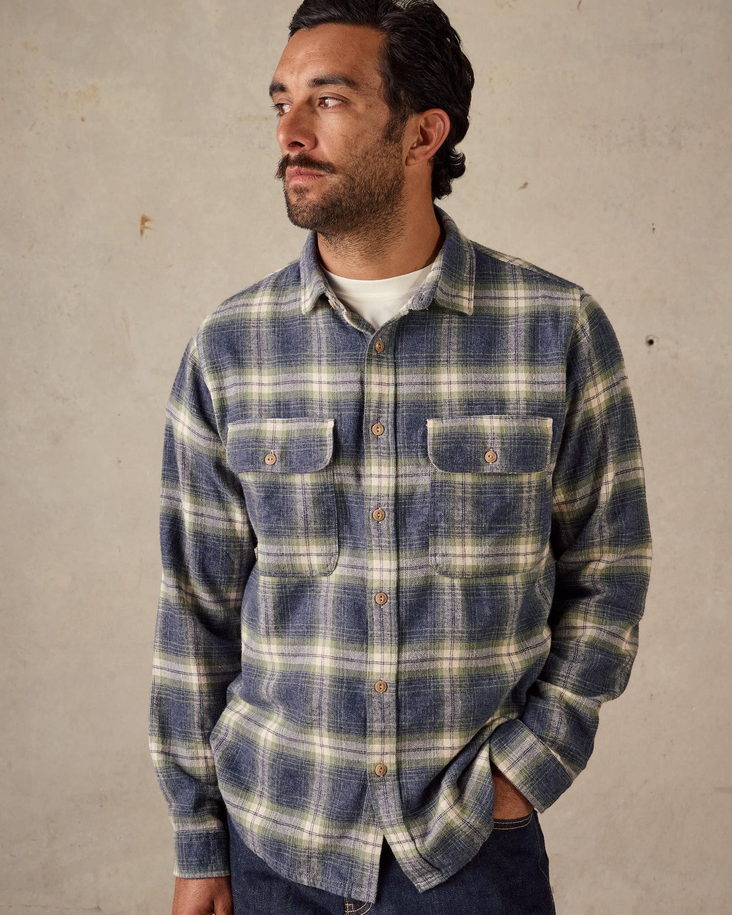 McTAVISH -Twin Pocket Flannel Shirt - BLUE MULTI