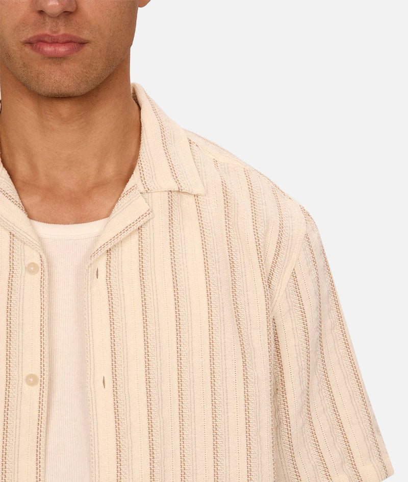 INDUSTRIE - The Miramar Short Sleeve Shirt - Off White / Brown