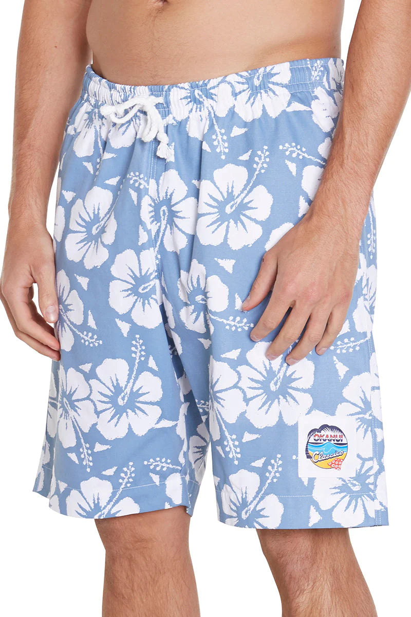OKANUI Classic Shorts HIBISCUS STEEL Revival Yamba