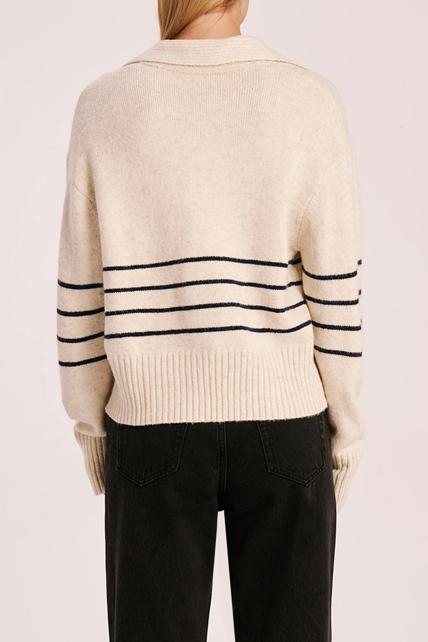 NUDE LUCY - Logan Rugby Knit - CLOUD STRIPE