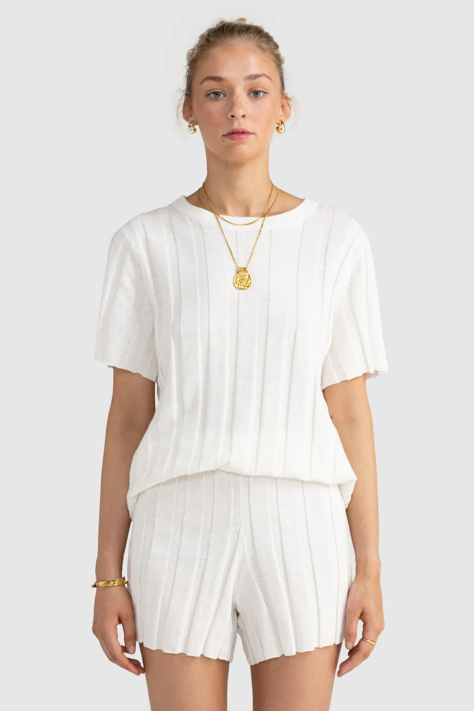 ORTC - Amara - Relaxed Knit Shorts - WHITE