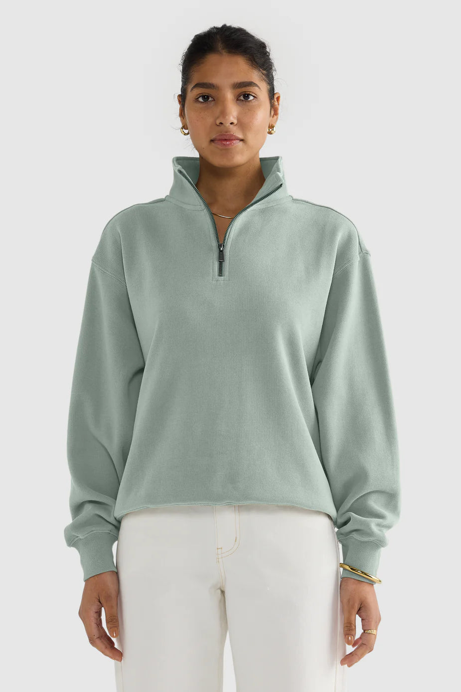 ORTC - Ava Ribbed Quarter Zip - Eucalyptus
