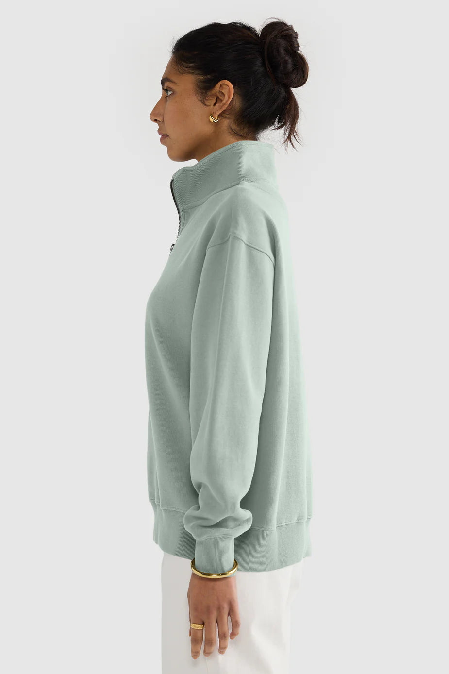 ORTC - Ava Ribbed Quarter Zip - Eucalyptus