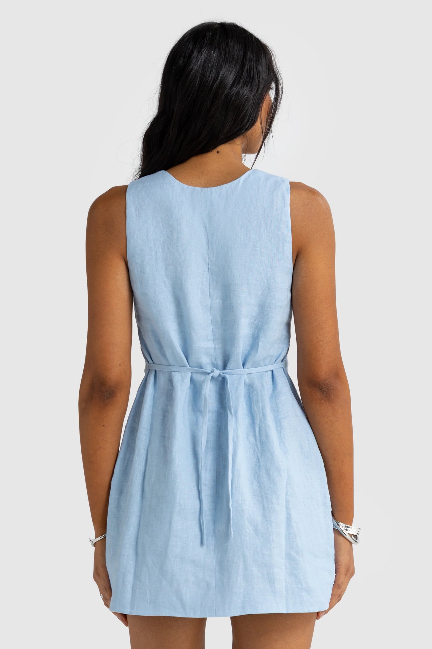 ORTC - Koda Linen Mini Dress - Powder Blue