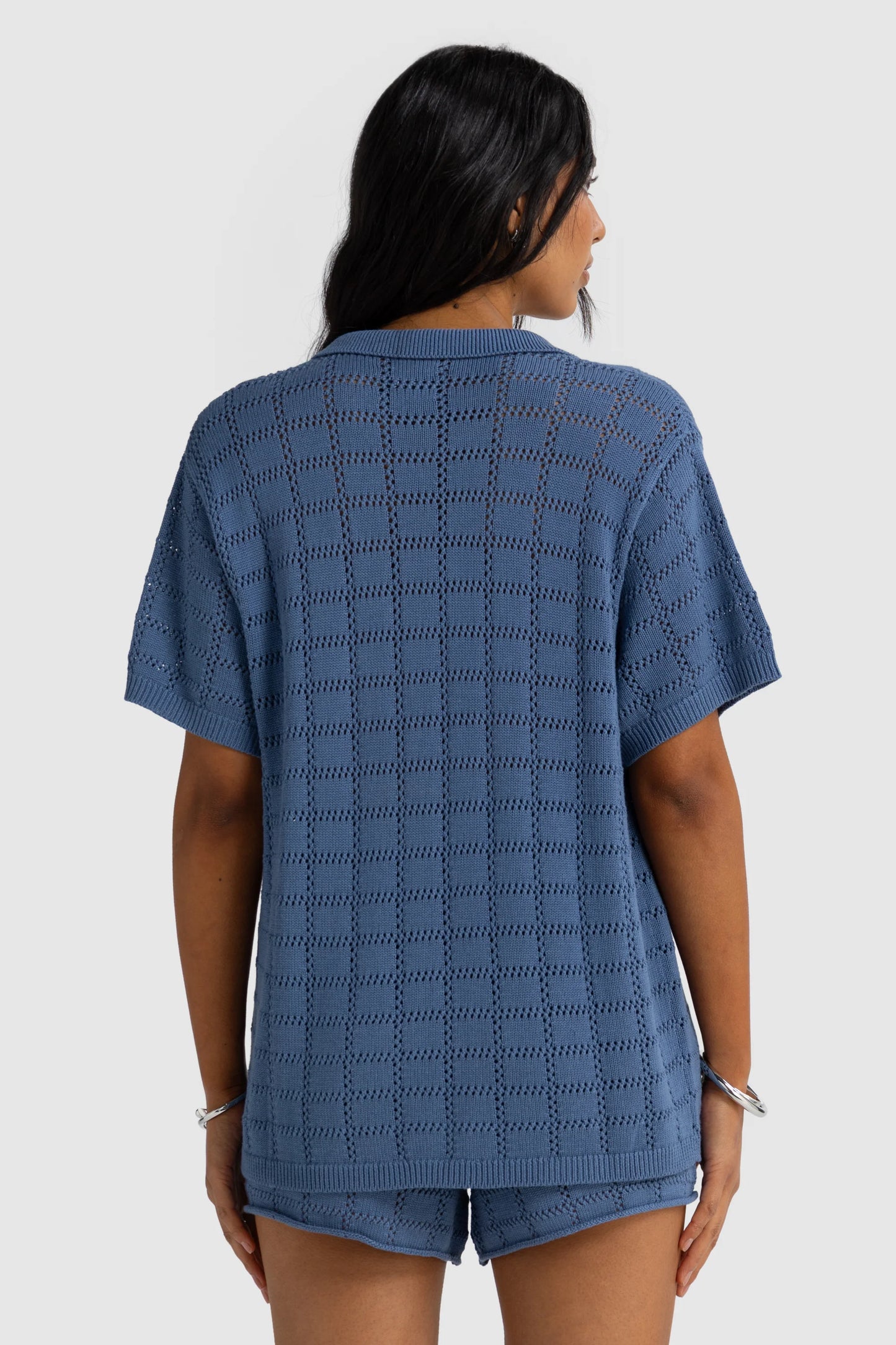 ORTC - Melia Geo Knit Shirt Harbour Blue