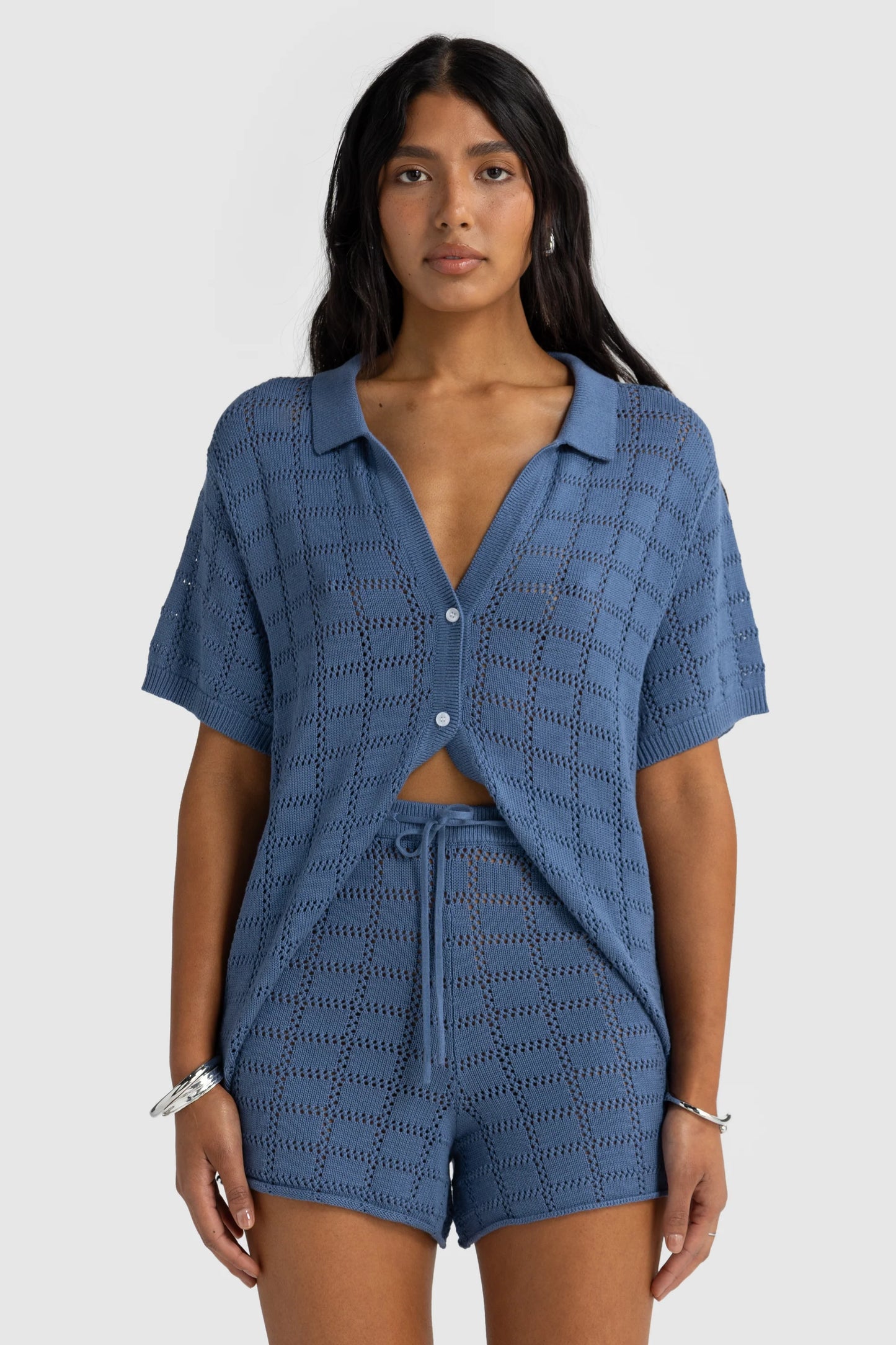 ORTC - Melia Geo Knit Shorts Harbour Blue