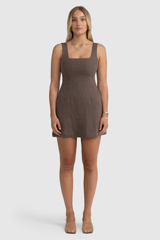ORTC - Zoey Linen Mini Dress - BARK