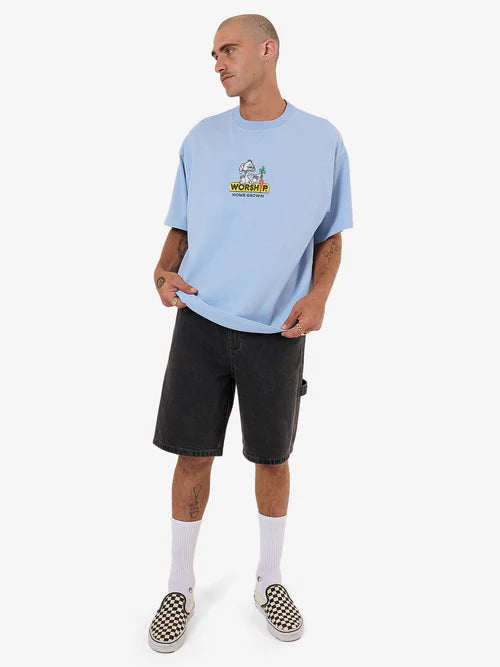 WORSHIP - Home Grown Oversized Tee - Bell Air Blue