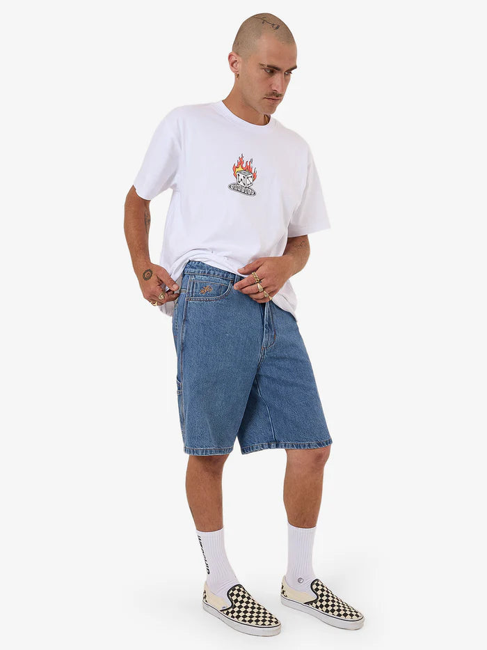 WORSHIP - Glazed And Confused Carpenter Jean Short - Sky High Blue