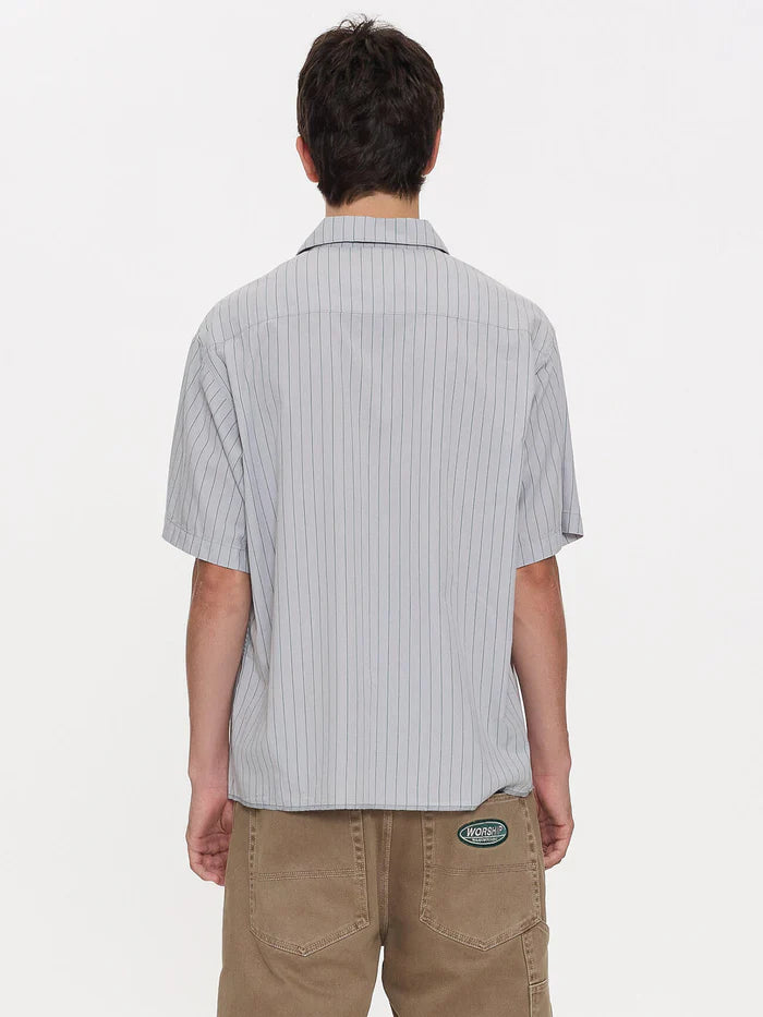 WORSHIP - Service Stripe S/S Work Shirt - LUNAR GREY