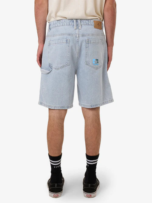THRILLS - HAZED SLACKER DENIM SHORT - Light Ash Blue