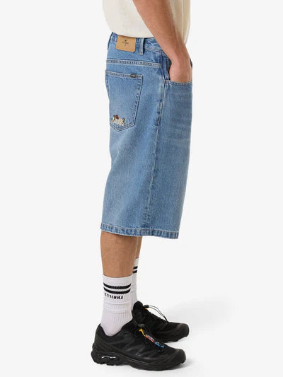 THRILLS - BIG SLACKER DENIM SHORT - Long Ago Blue