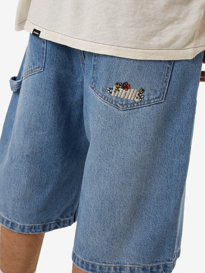 THRILLS - BIG SLACKER DENIM SHORT - Long Ago Blue