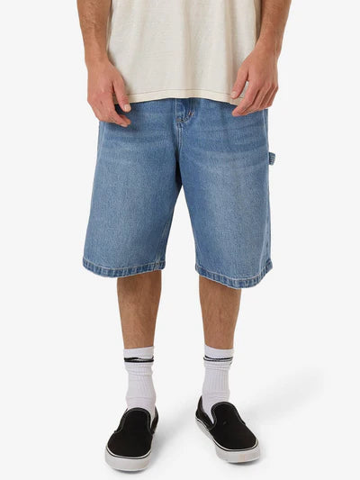 THRILLS - BIG SLACKER DENIM SHORT - Long Ago Blue