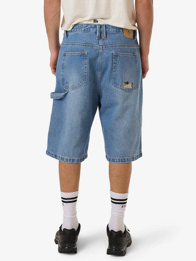 THRILLS - BIG SLACKER DENIM SHORT - Long Ago Blue