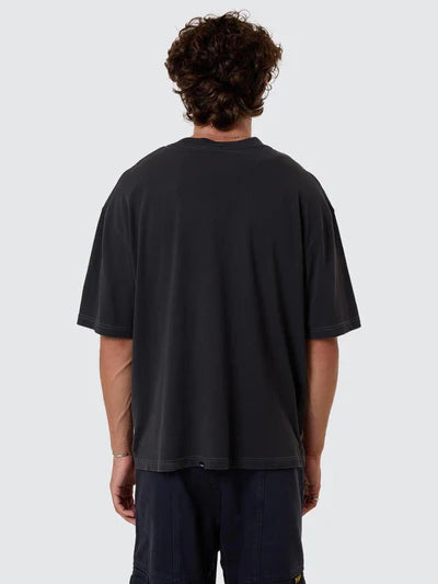 THRILLS - Constant Chaos Box Fit Oversize Cropped Tee - Blue Graphite