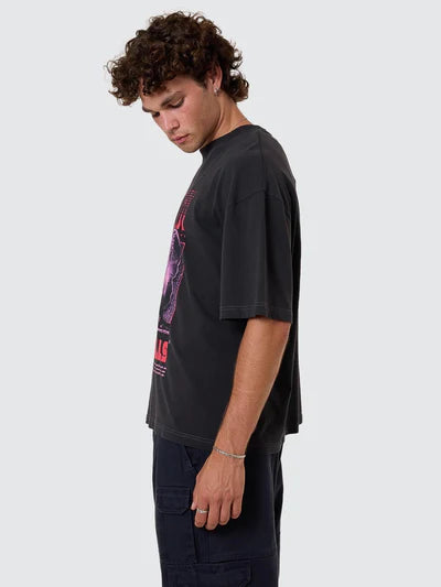 THRILLS - Constant Chaos Box Fit Oversize Cropped Tee - Blue Graphite