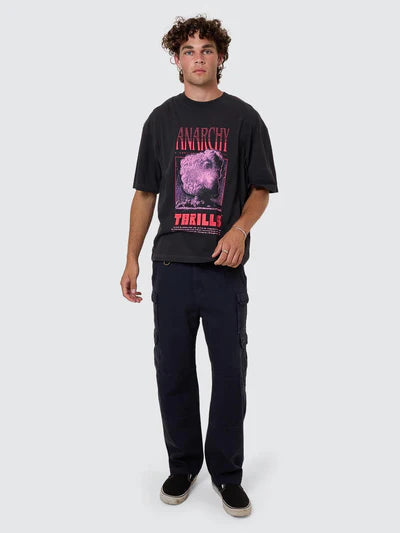 THRILLS - Constant Chaos Box Fit Oversize Cropped Tee - Blue Graphite