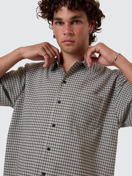 THRILLS - Union Short Sleeve Check Shirt - Light Stone