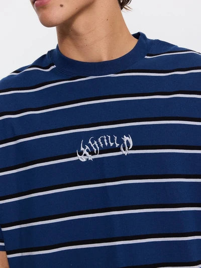 THRILLS - Stagger Big Stripe Box Crop Tee - BLACK