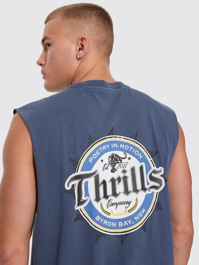 THRILLS - Twist Off Merch Muscle Tee - HERITAGE NAVY